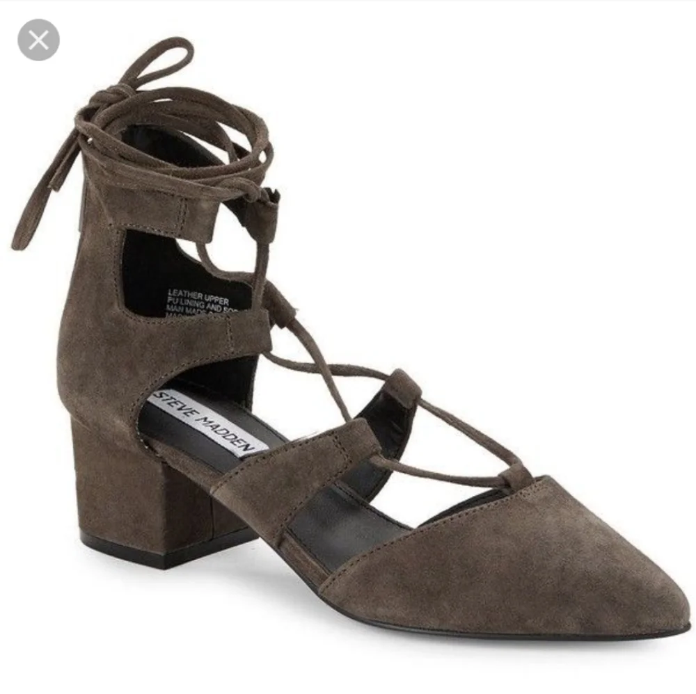 Steve Madden Gray Suede Lace Up Pointed Toe Heels Women's Size 9.5